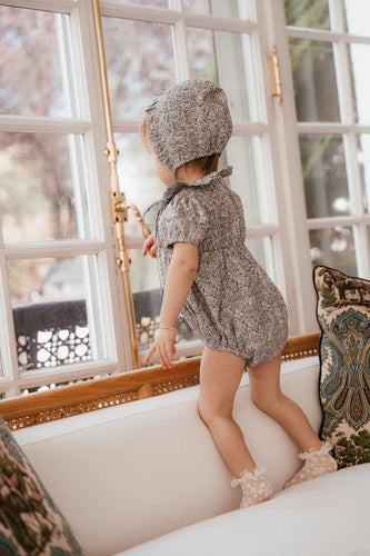 Apparelel Whitmore Romper And Bonnet - Lilac Floral