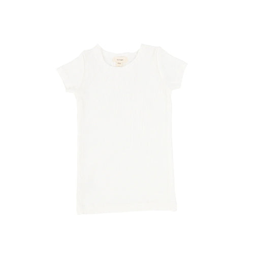 Lil Legs Ribbed Tee Short Sleeve - Winter White