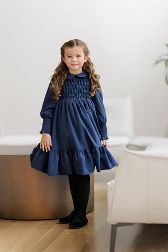 Velvette Label Blue Striped Smock Dress