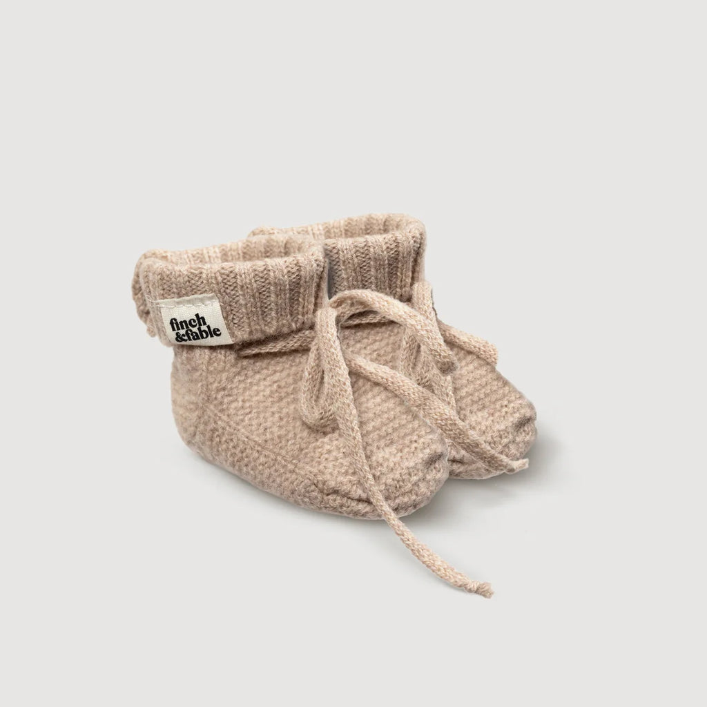 Finch & Fable - Wool Knitted Baby Booties - Oat