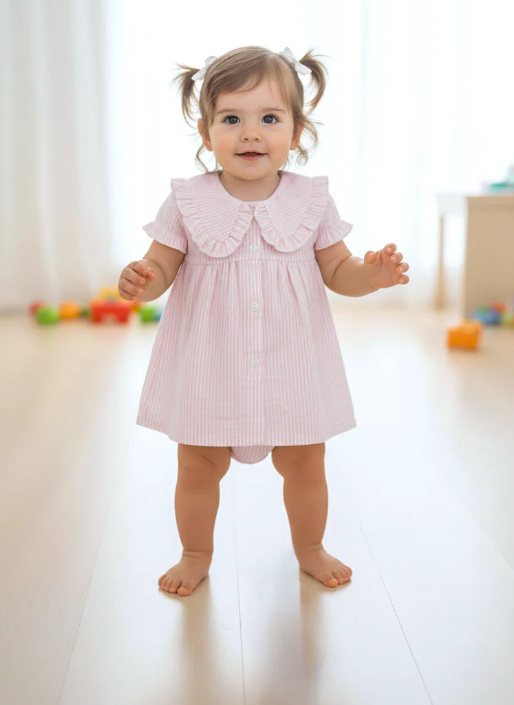 Yo Baby Stripe Dress - Soft Pink
