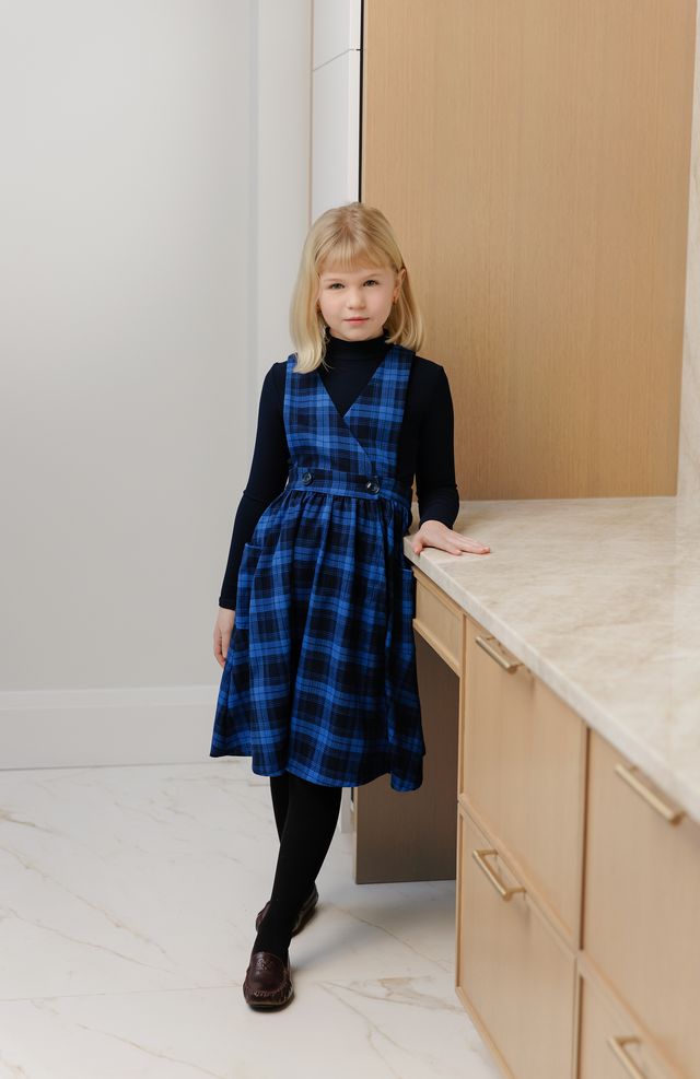 Velvette Label Blue Plaid Pinafore Moonlight Velvette Label Blue Plaid Pinafore Moonlight
