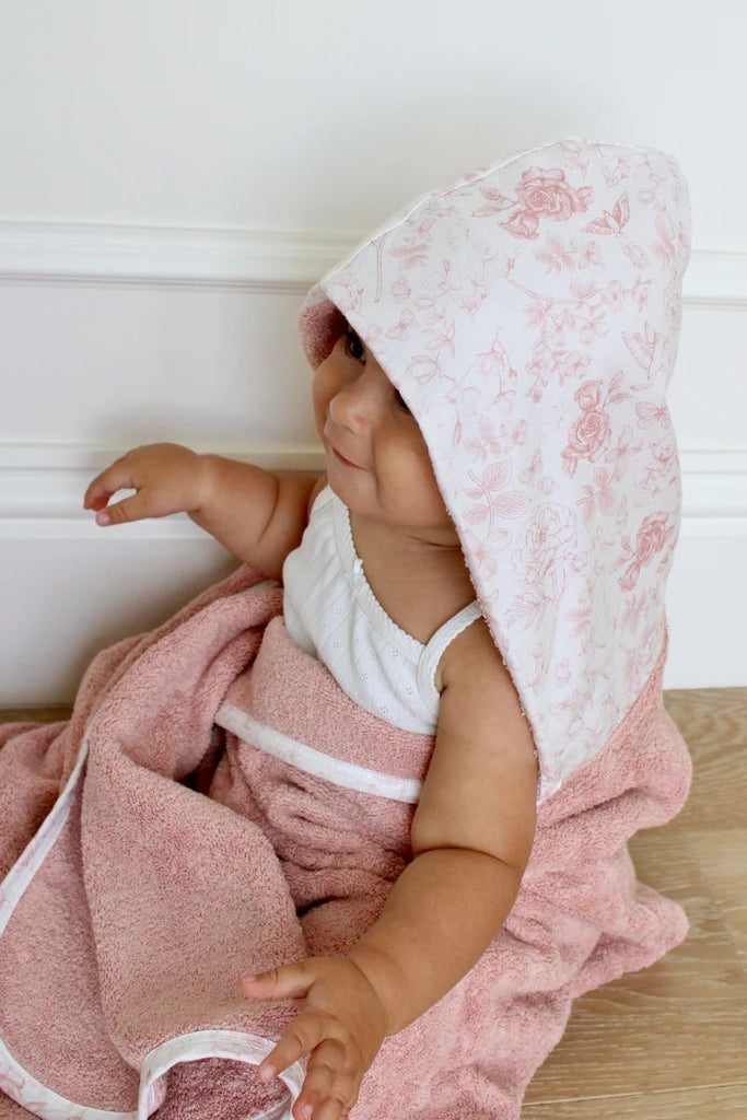 Little Threads Rose Toile Hooded Bath Towel