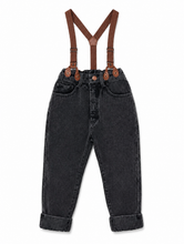 Load image into Gallery viewer, Calla Lili Boys Denim Pants With Suspenders - Black