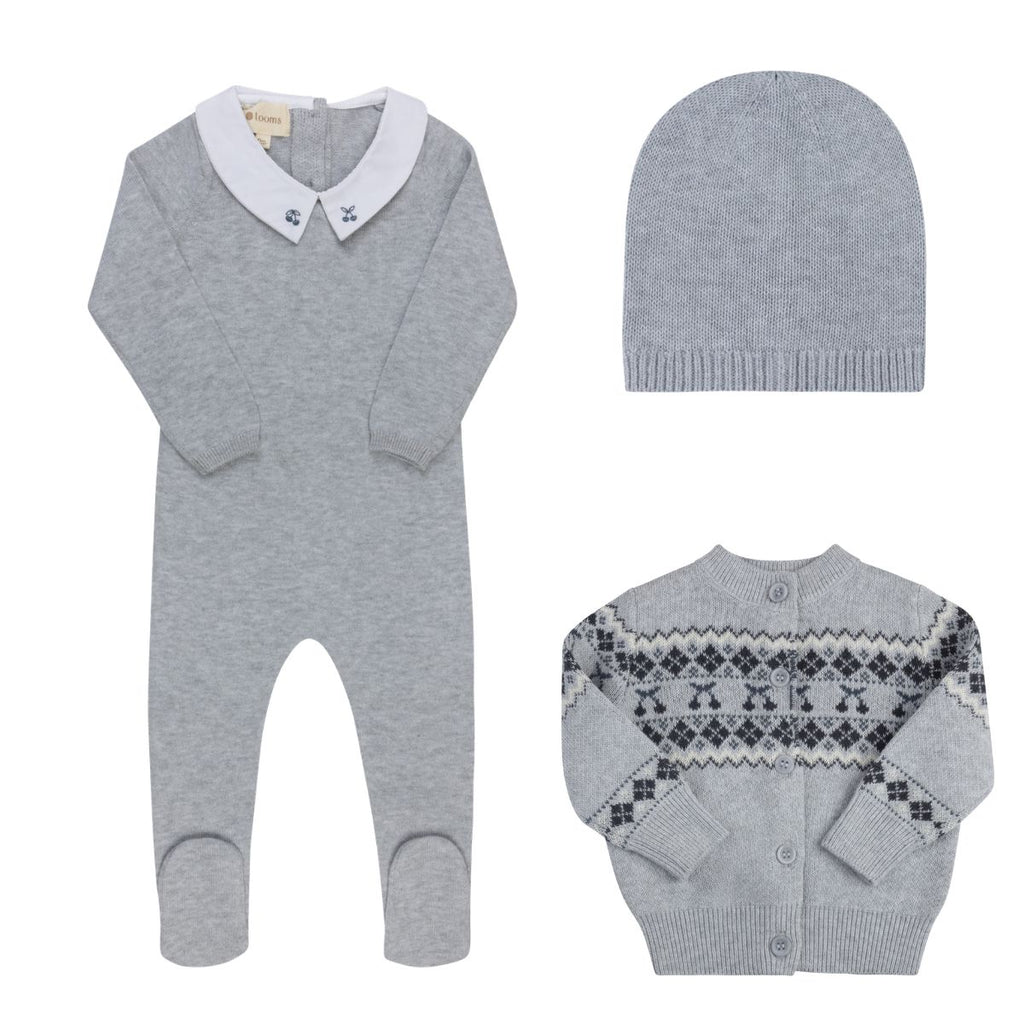 Looms Fair Isle Collection Baby 3Pc Set - Blue
