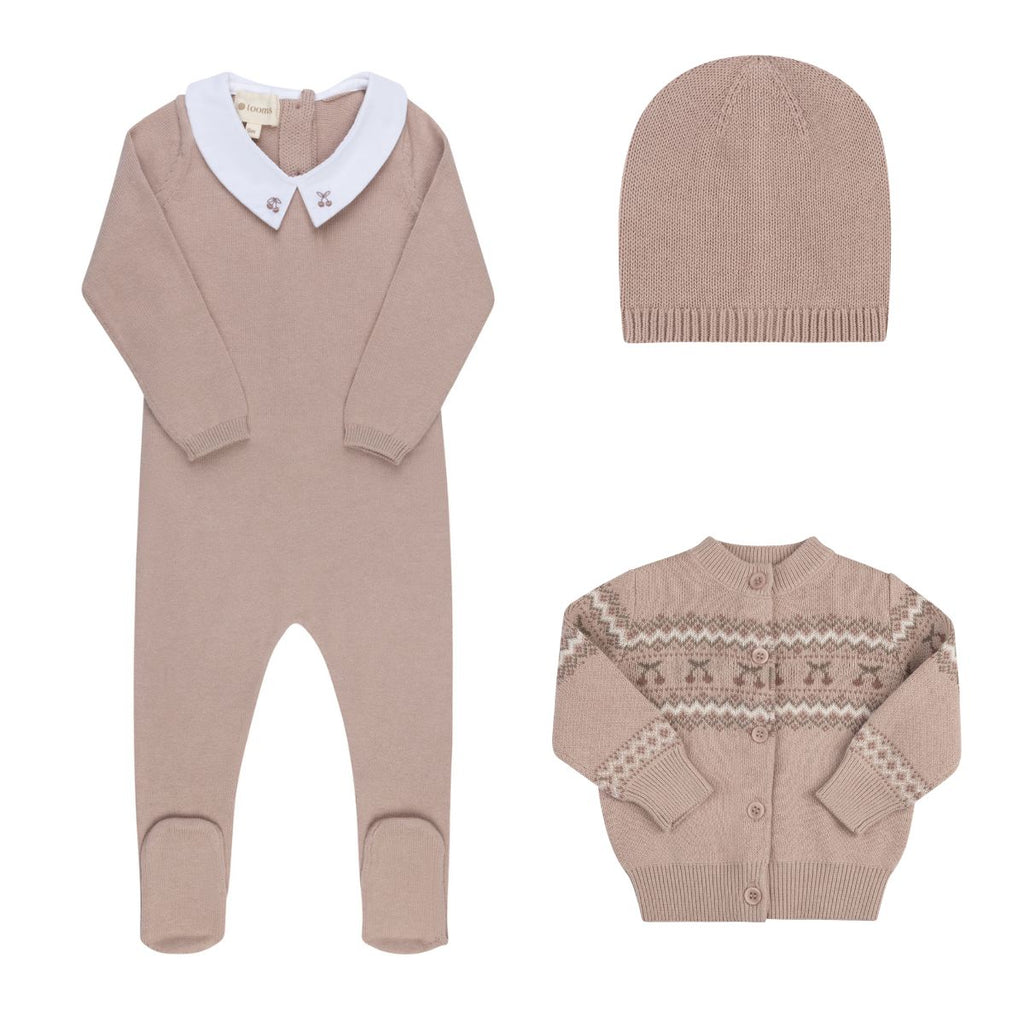 Looms Fair Isle Collection Baby 3Pc Set - Mauve