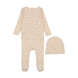 Lilette All Over Floral Footie & Beanie - Mauve