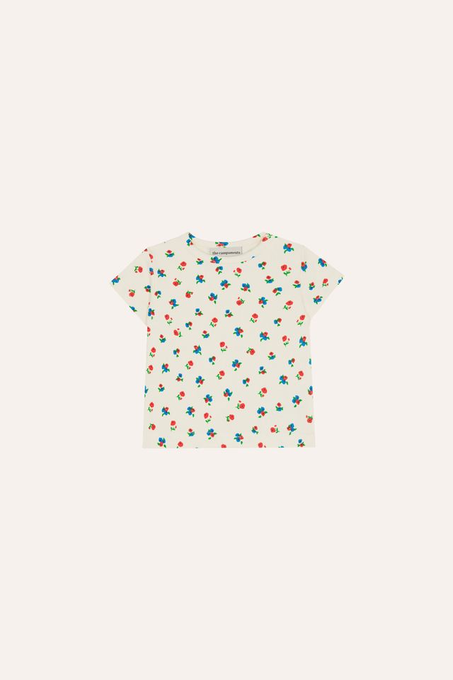 The Campamento Small Flowers Allover Baby T-Shirt And Bloomer - Ecru