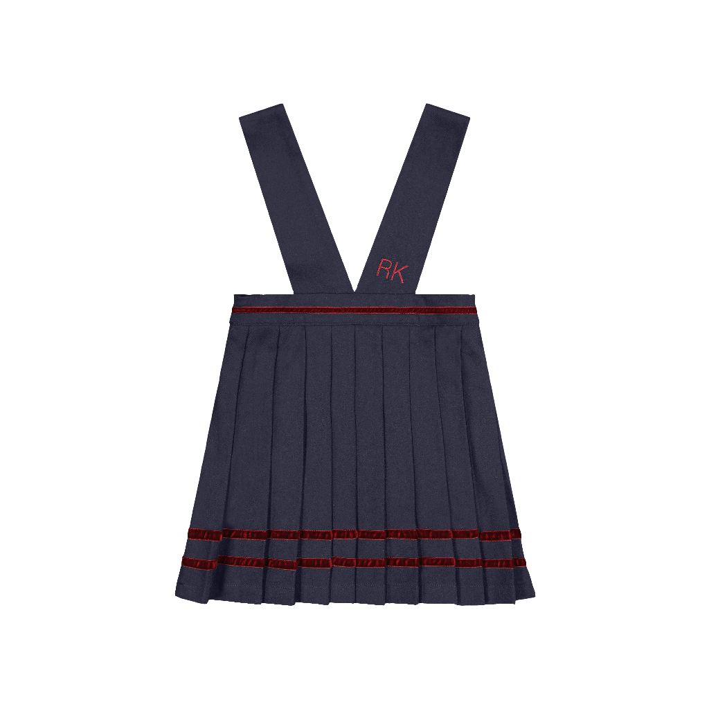 Retro Kid Stella Girls Ribbon Detail Jumper - Navy/Deep Crimson