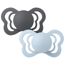 Load image into Gallery viewer, Bibs Supreme Silicone 2 Pk Iron/Baby Blue Size 1 - 0-6m