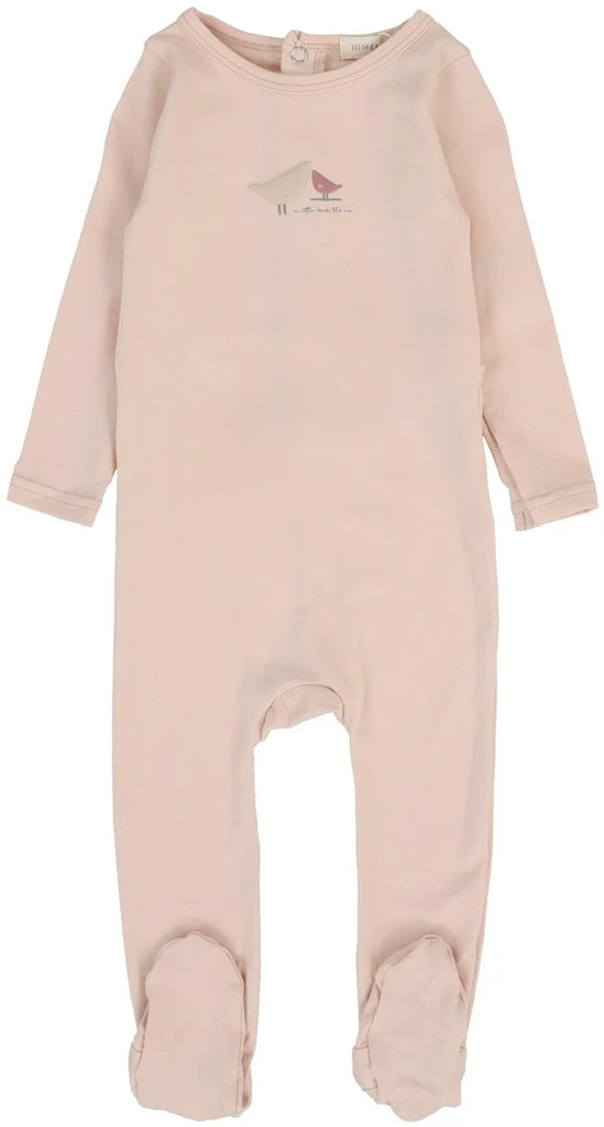 Lil Legs Bird Print Footie - Pink