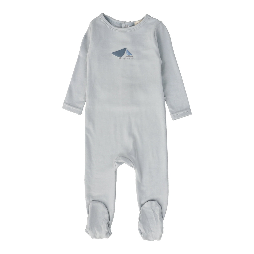 Lil Legs Bird Print Footie - Blue