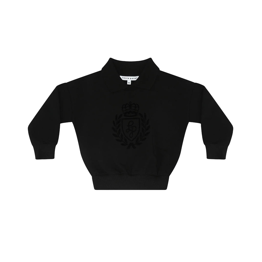 Little Parni Baby Sweatshirt With Logo Flocking K473 - Black