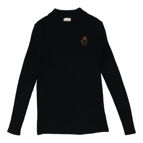 Lil Legs Crest Knit Mockneck - Black