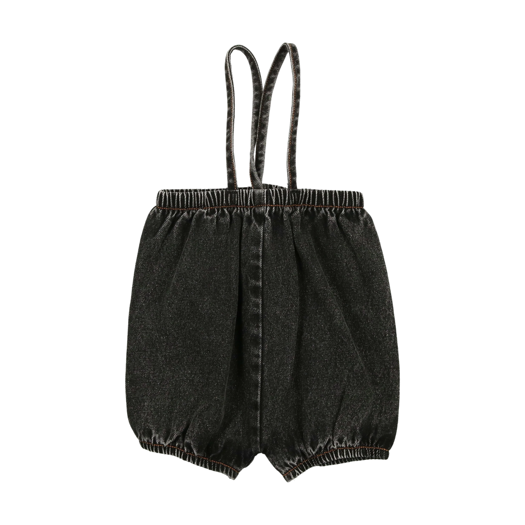 Lil Legs Denim Suspender Shorts - Black Denim