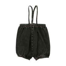 Load image into Gallery viewer, Lil Legs Denim Suspender Shorts - Black Denim