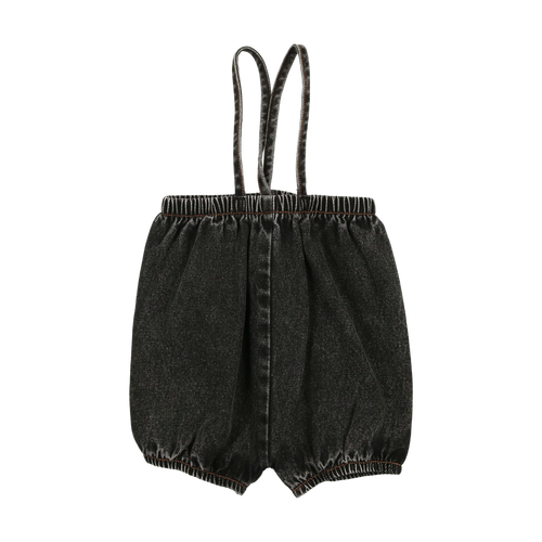 Lil Legs Denim Suspender Shorts - Black Denim