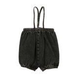 Lil Legs Denim Suspender Shorts - Black Denim