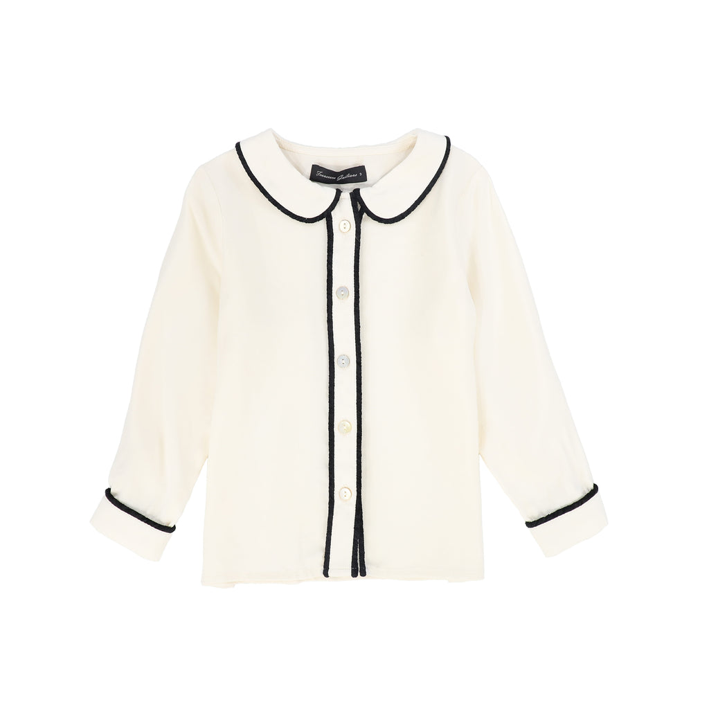 Francesca Guiliano Piped Silk Blouse - Black