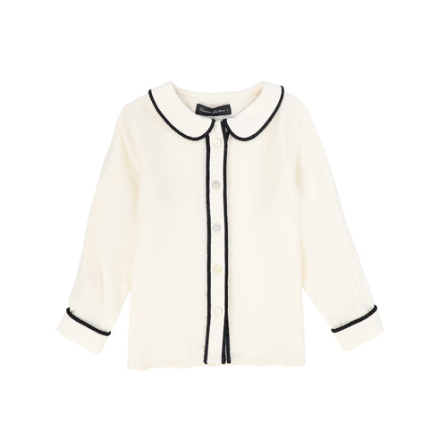 Francesca Guiliano Piped Silk Blouse - Black