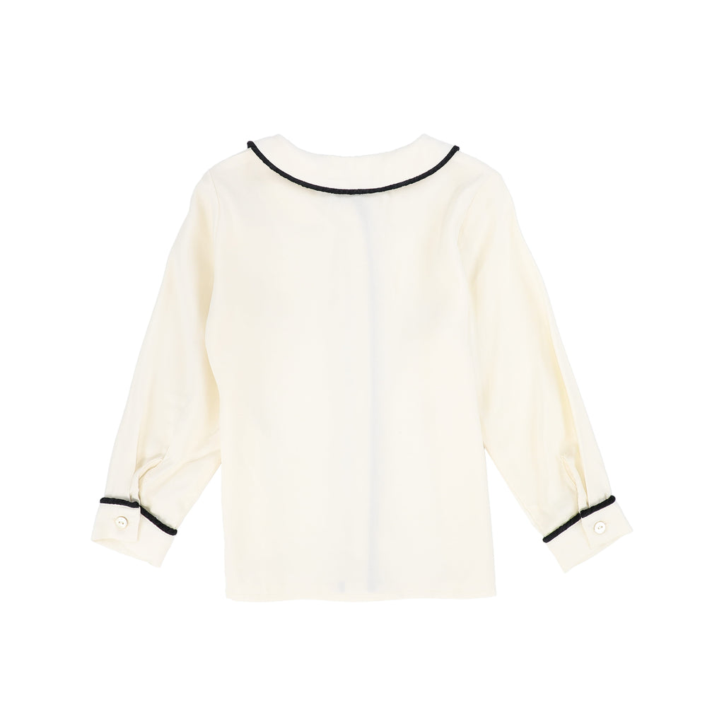 Francesca Guiliano Piped Silk Blouse - Black