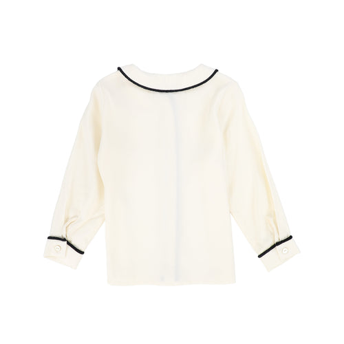 Francesca Guiliano Piped Silk Blouse - Black