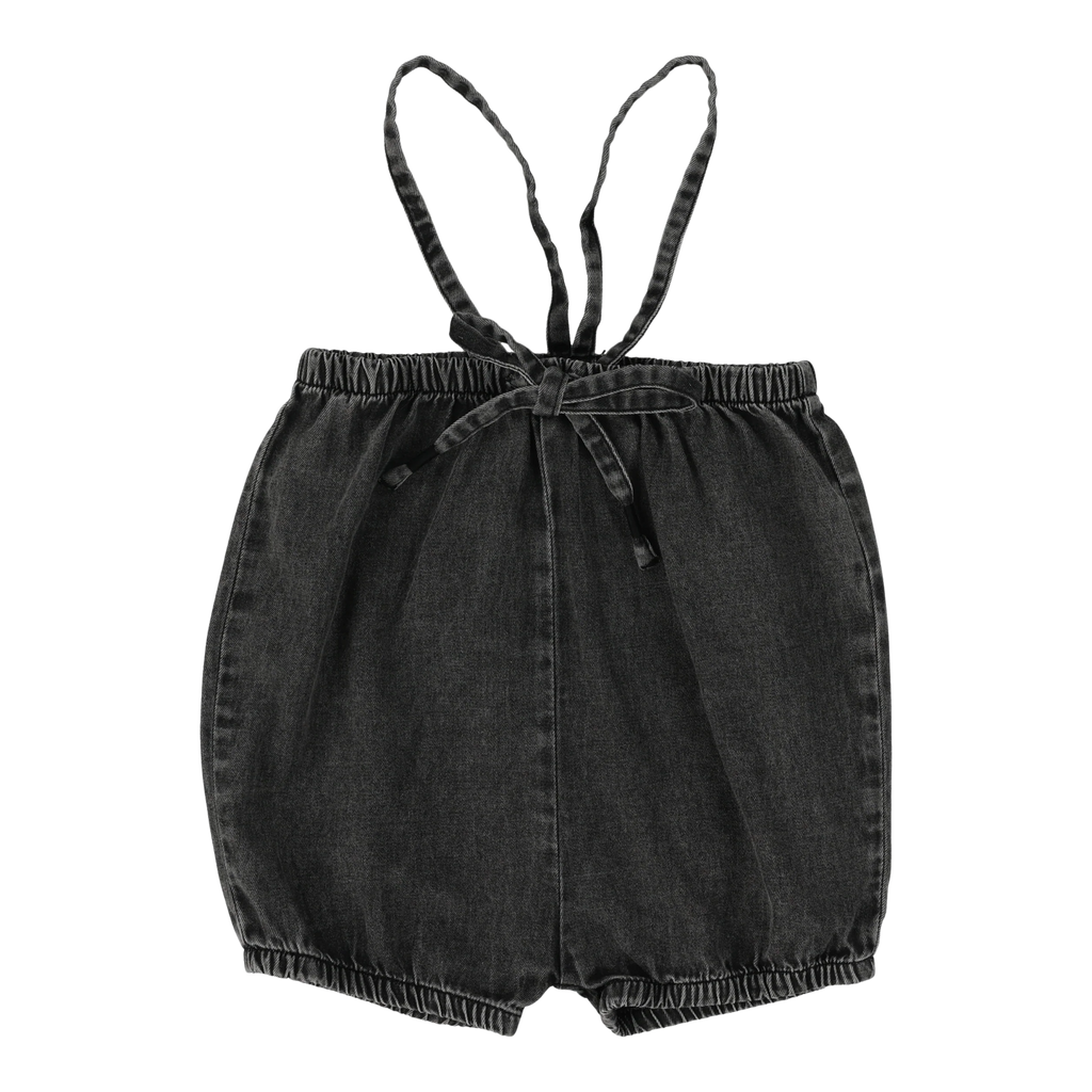 Lil Legs Denim Suspender Shorts - Black Wash