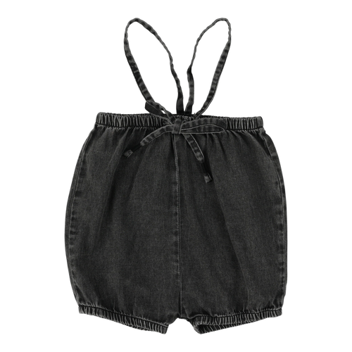Lil Legs Denim Suspender Shorts - Black Wash
