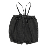 Lil Legs Denim Suspender Shorts - Black Wash
