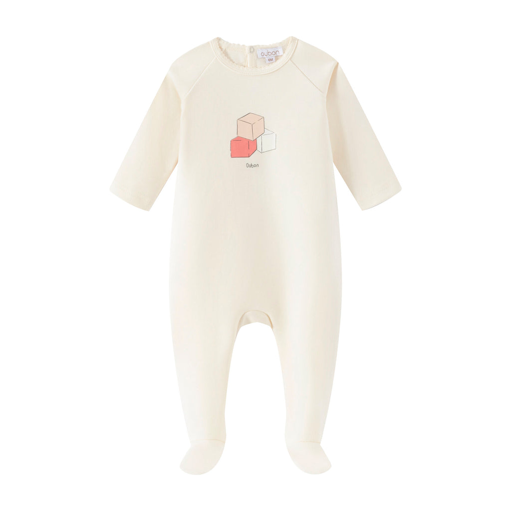 Oubon Block Print Footie - Girls