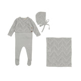 Bee & Dee Crochet Sweater Knit Layette Set - Pale Blue