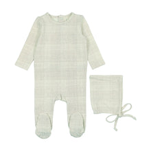 Load image into Gallery viewer, Lil Legs Grid Footie &amp; Bonnet - Cream/Blue