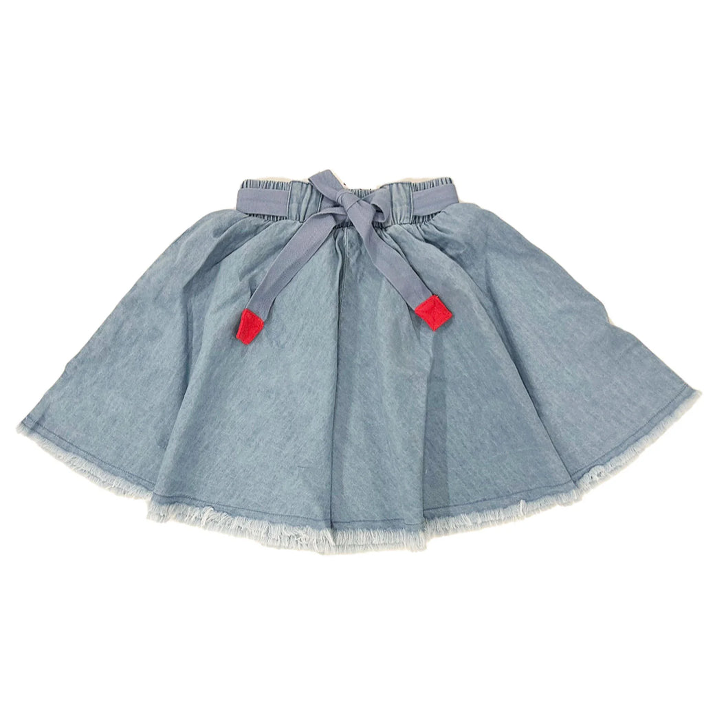 Little Parni K230 Denim Skirt With Drawstring -  Light Blue
