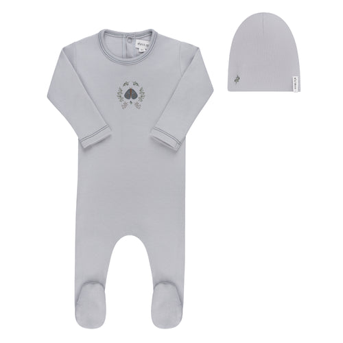 Ely's & Co Garden Floral Center Collection Footie & Beanie - Blue