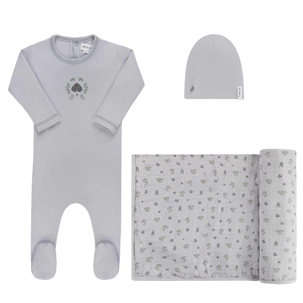 Ely's & Co Garden Floral Center Collection 3PC Layette Set - Blue