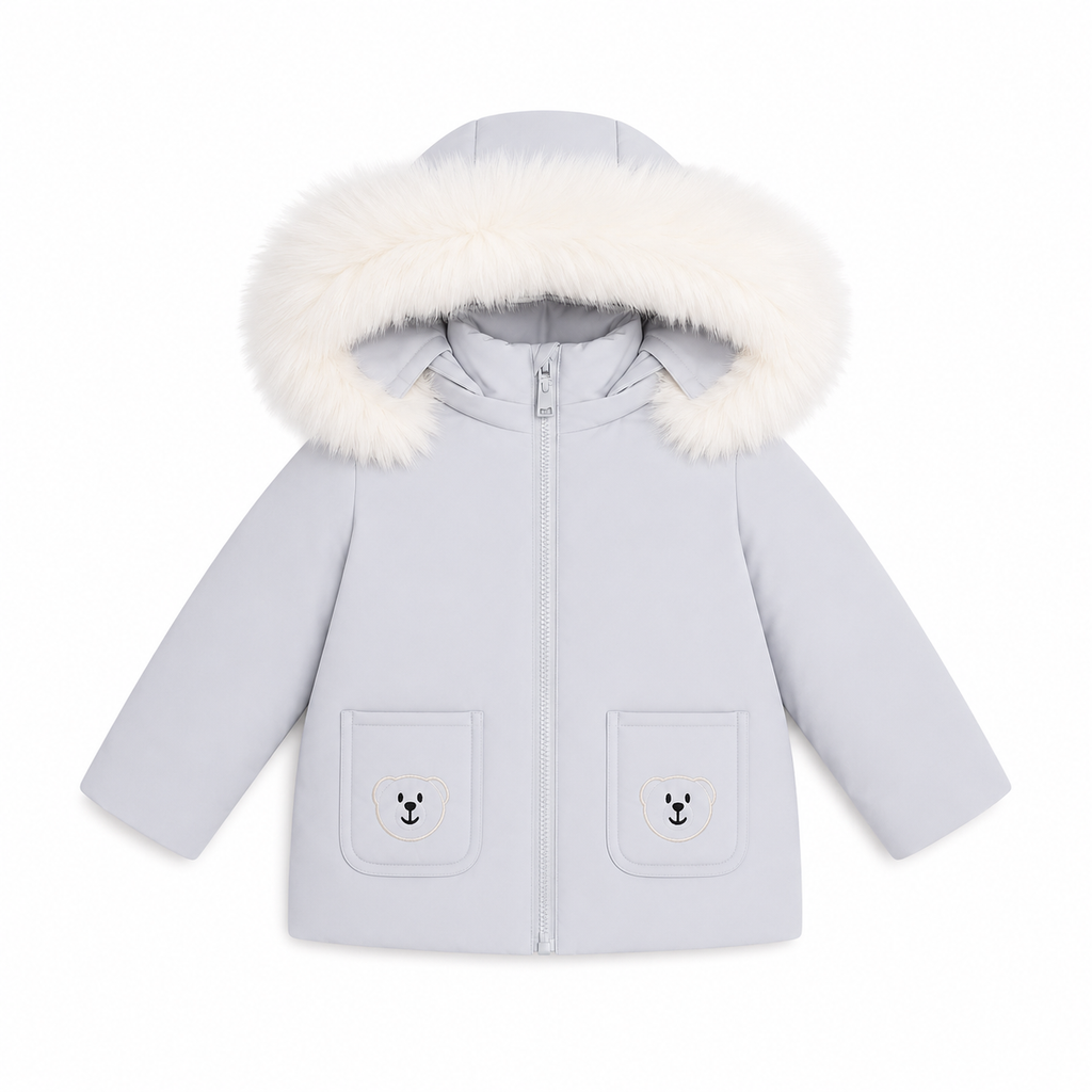 Ducc Blue Teddy Pocket Coat (White Fur)