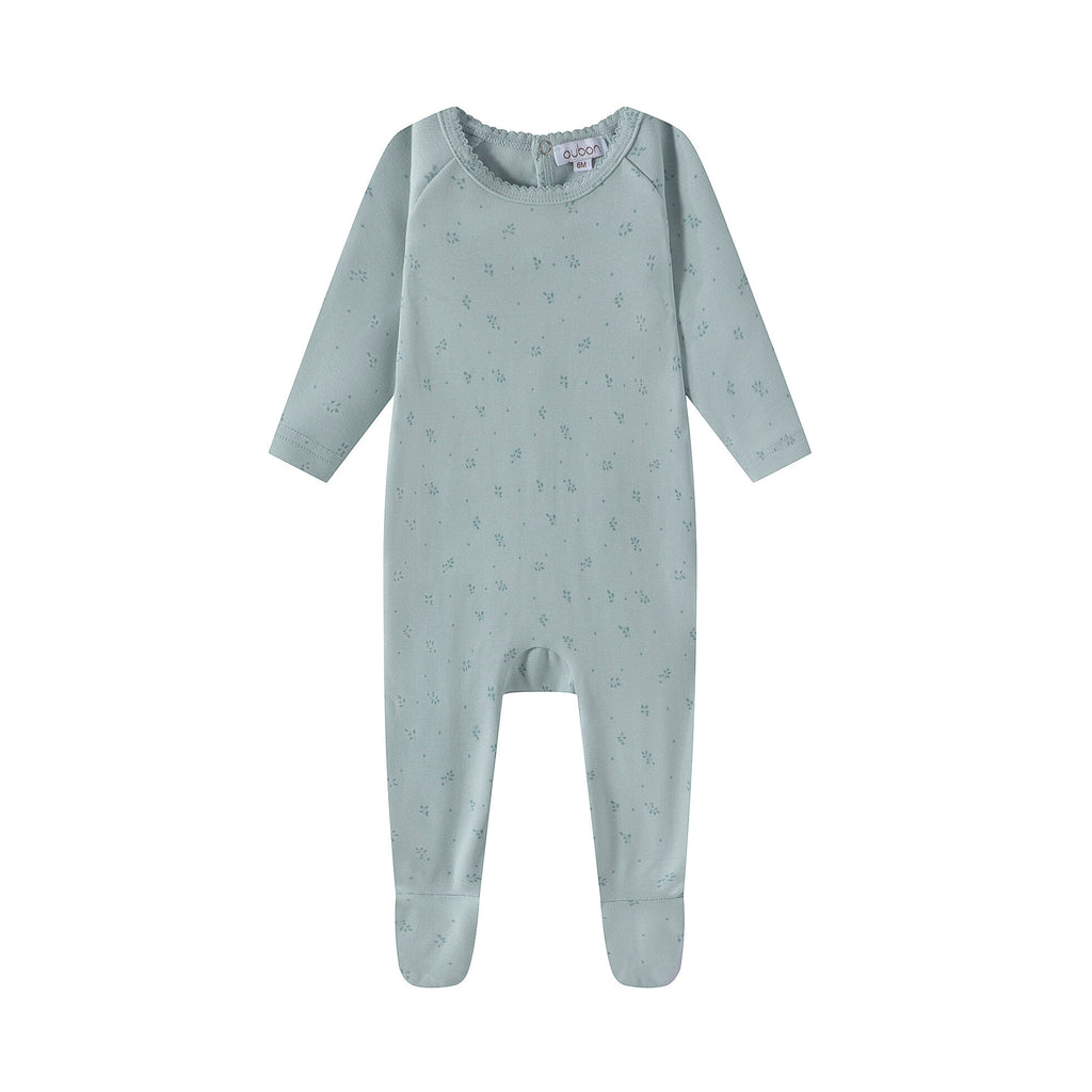 Oubon Blue Cotton Bud Print Footie