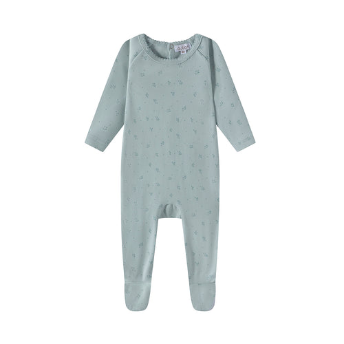 Oubon Blue Cotton Bud Print Footie