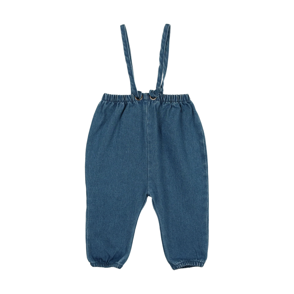 Lil Legs Denim Suspender Pants - Blue Denim