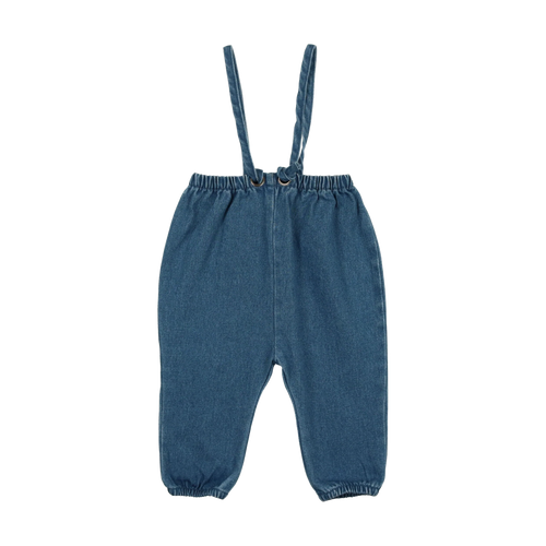 Lil Legs Denim Suspender Pants - Blue Denim