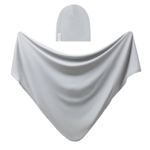 Ely's & Co Modal Swaddle & Beanie Set in Gift Box - Dusty Blue