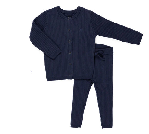 Crew Rib Knit 2PC & Hat Set - Blue