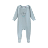 Oubon Blue Velour Shoes Print Footie