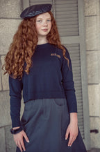 Load image into Gallery viewer, Coco Blanc Navy Boxy Sweater And Chino Skirt Set