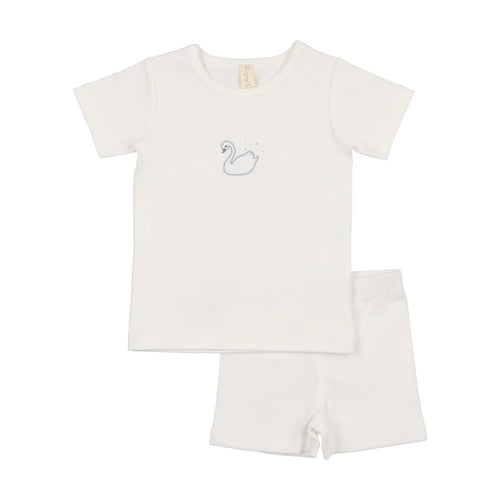 Bonjoy Printed Swan Set - Ivory Blue