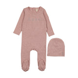 Bonjoy Bebe Footie & Beanie - Heather Pink