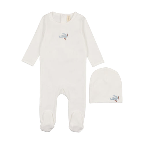 Bonjoy Printed Airplane Footie & Beanie