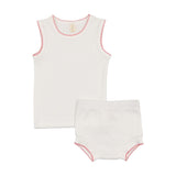 Bonjoy  Scalloped Tank Set - White/Pink