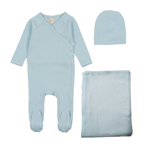Bonjoy Ribbed Wrap 3PC Set - Blue