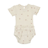 Bonjoy Printed Pointelle Romper - Ivory Bouquet